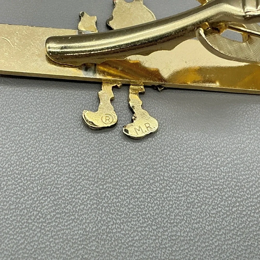 Vintage Reddy Kilowatt Tie Clip Gold Tone Textured Bar Advertising Novelty